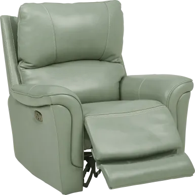 Castmore Green Triple Power Leather Recliner