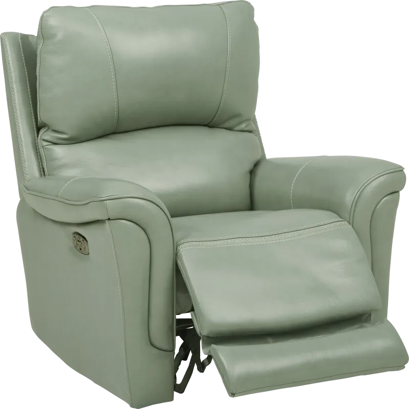 Castmore Green Triple Power Leather Recliner