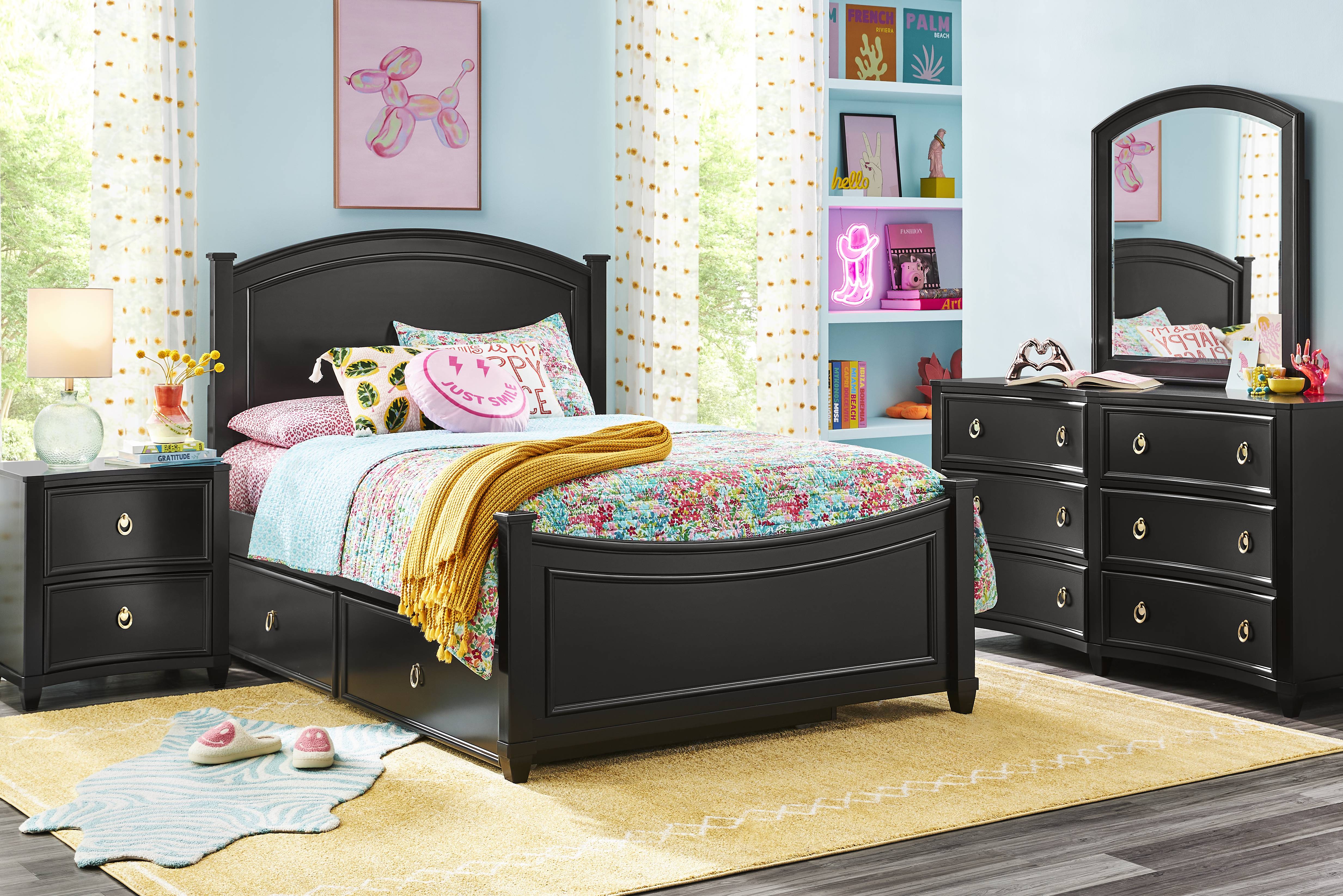 Kids Jaclyn Lane Black Full Panel Bed - Thumbnail - Image 2