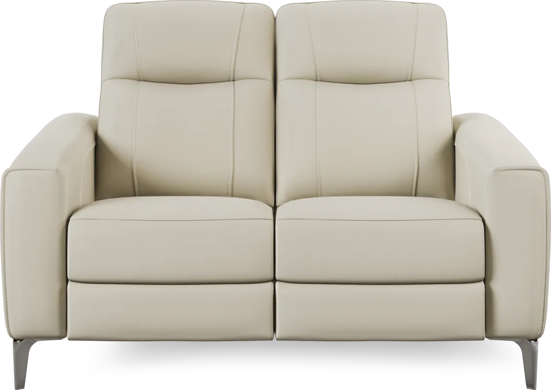 Parkside Heights Beige Leather Loveseat