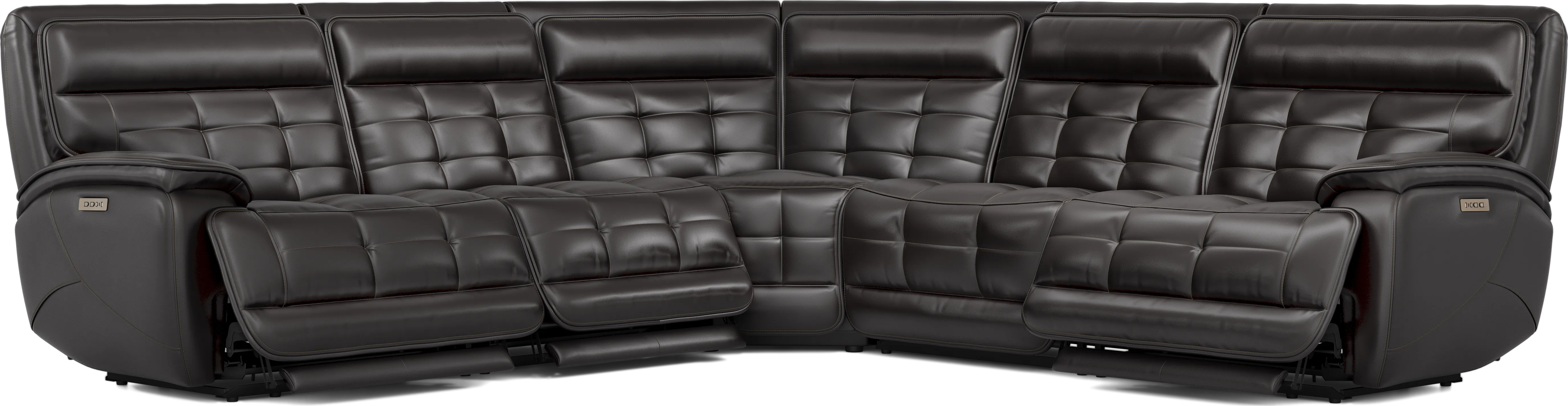 Pacific Heights Black Cherry Leather 8 Pc Dual Power Reclining Sectional Living Room - Thumbnail - Image 2
