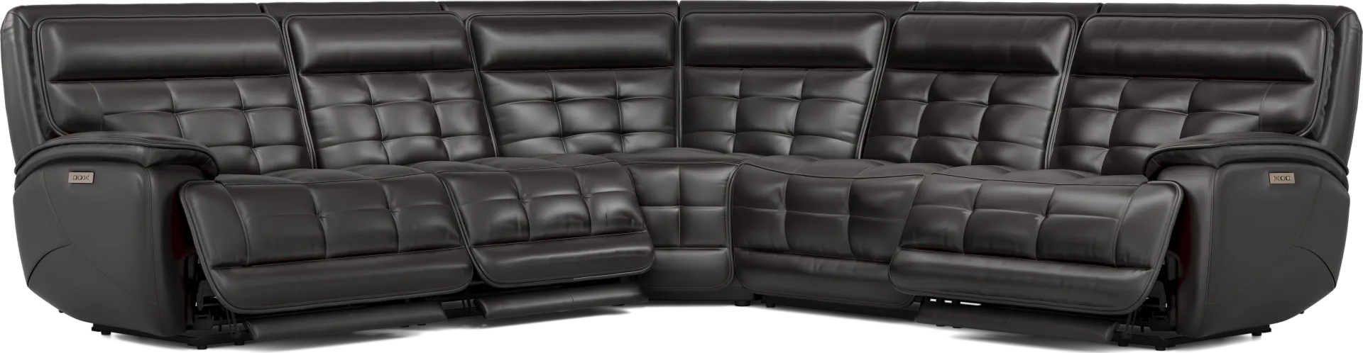 Pacific Heights Black Cherry Leather 8 Pc Dual Power Reclining Sectional Living Room - Image 2
