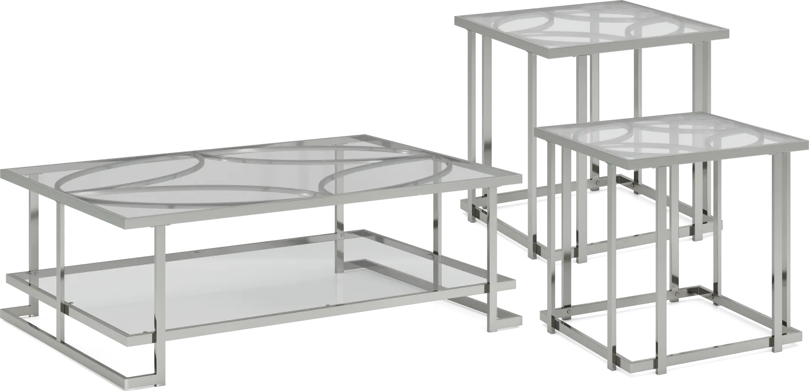 Nadine Silver 3 Pc Table Set