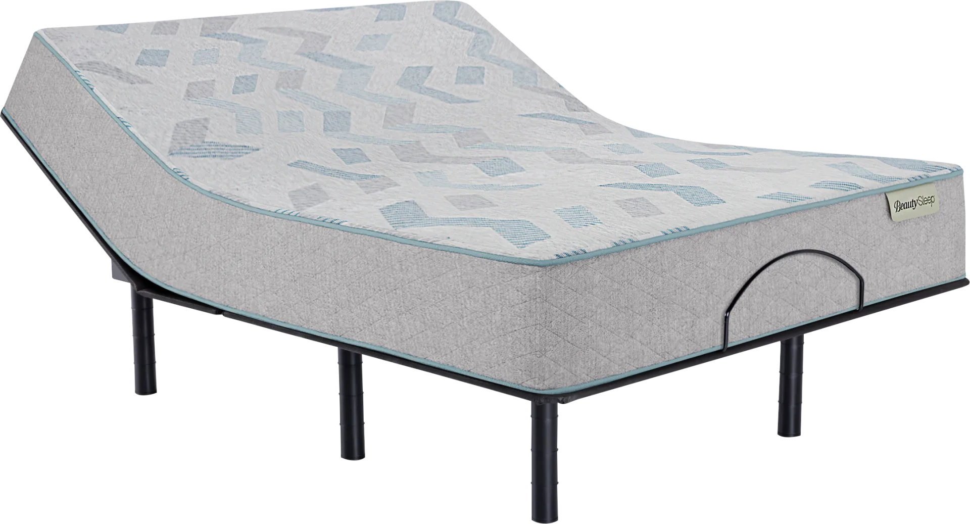 Beauty Sleep Oceana Mist Medium Hybrid Queen Mattress Set with Head Up Only Base - Image 1