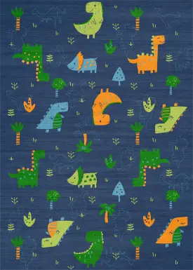 Kids Dino Jungle Navy 4' x 6' Rug