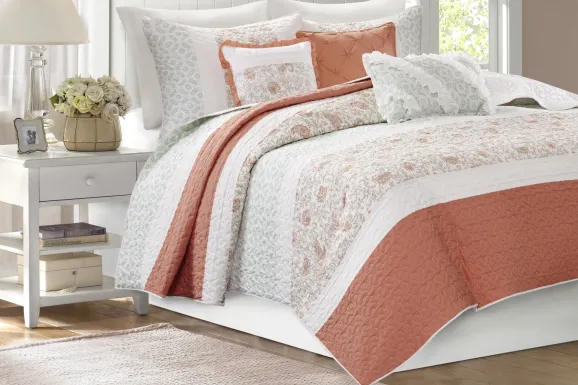 Marjory Coral 6 Pc King/California King Quilt Set