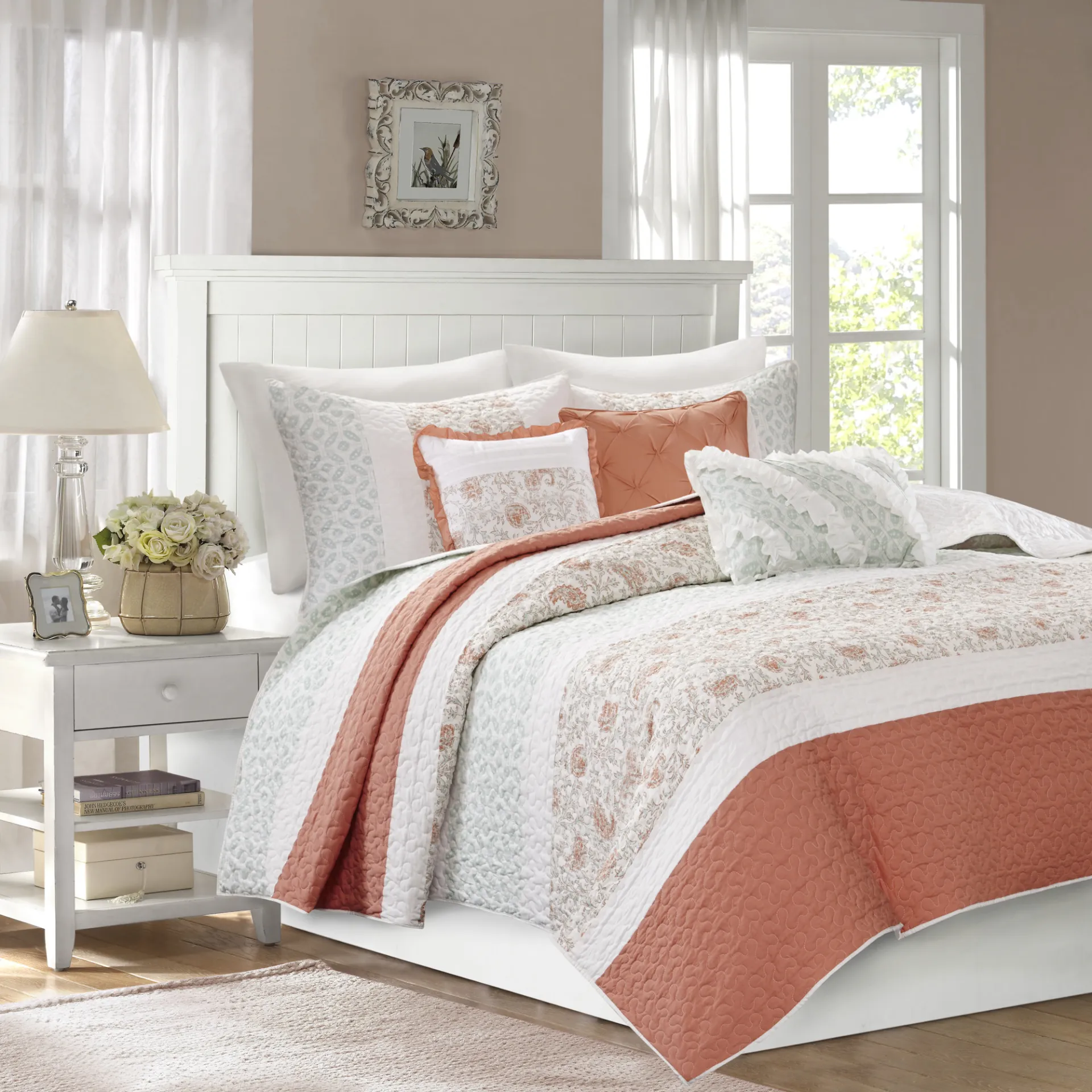 Marjory Coral 6 Pc Full/Queen Quilt Set - Image 1