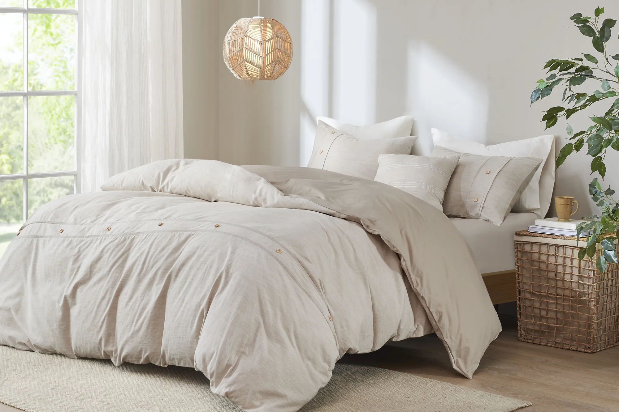 Plumosa Natural 5 Pc Full/Queen Comforter Set - Thumbnail - Image 2