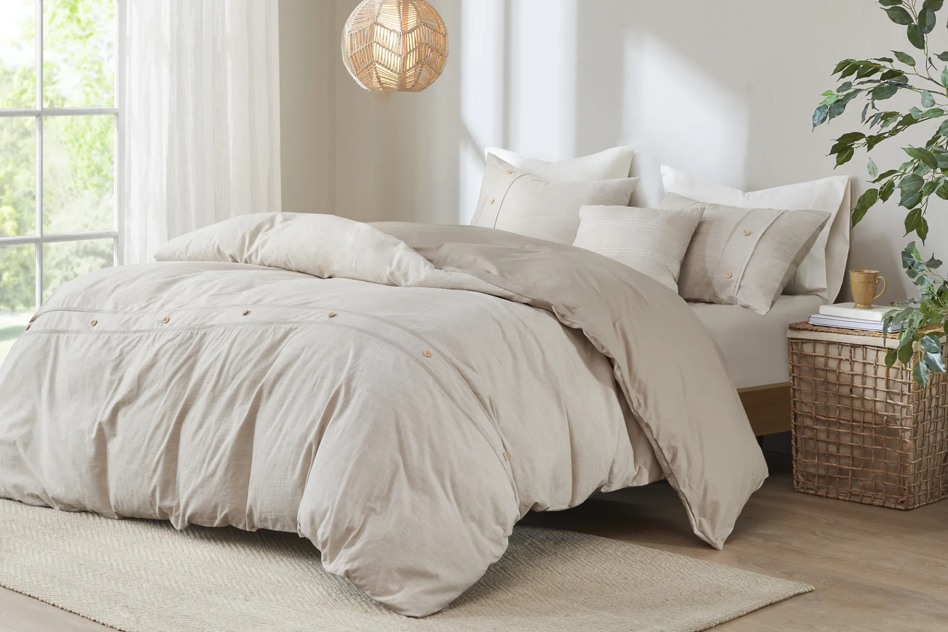 Plumosa Natural 5 Pc Full/Queen Comforter Set - Image 1