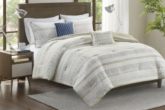 Shofner Taupe 5 Pc Full/Queen Comforter Set