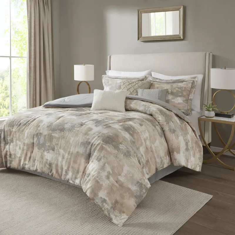 Sophora Gray 7 Pc California King Comforter Set
