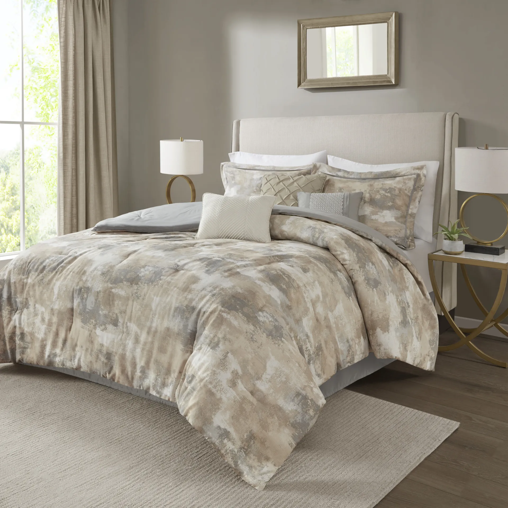 Sophora Gray 7 Pc Queen Comforter Set - Image 2