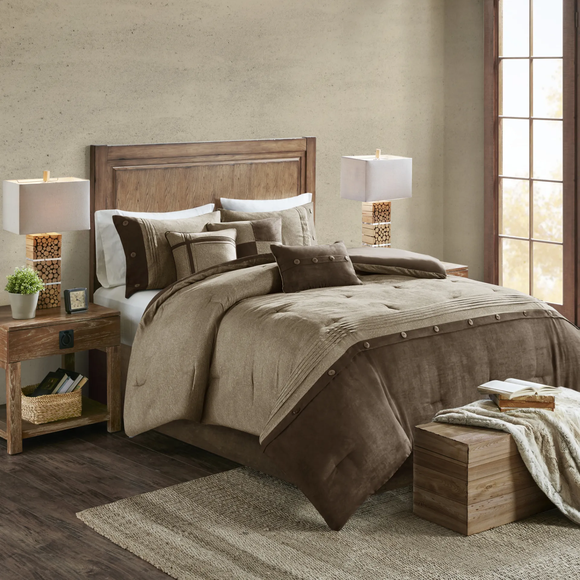 Borchard Brown 7 Pc California King Comforter Set - Image 2