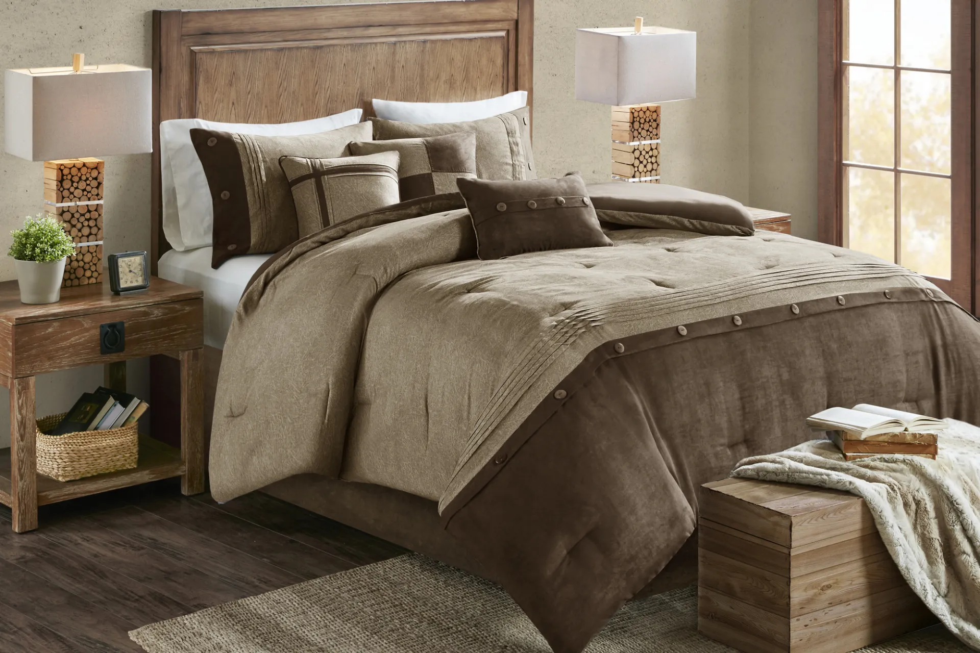 Borchard Brown 7 Pc Queen Comforter Set - Image 2