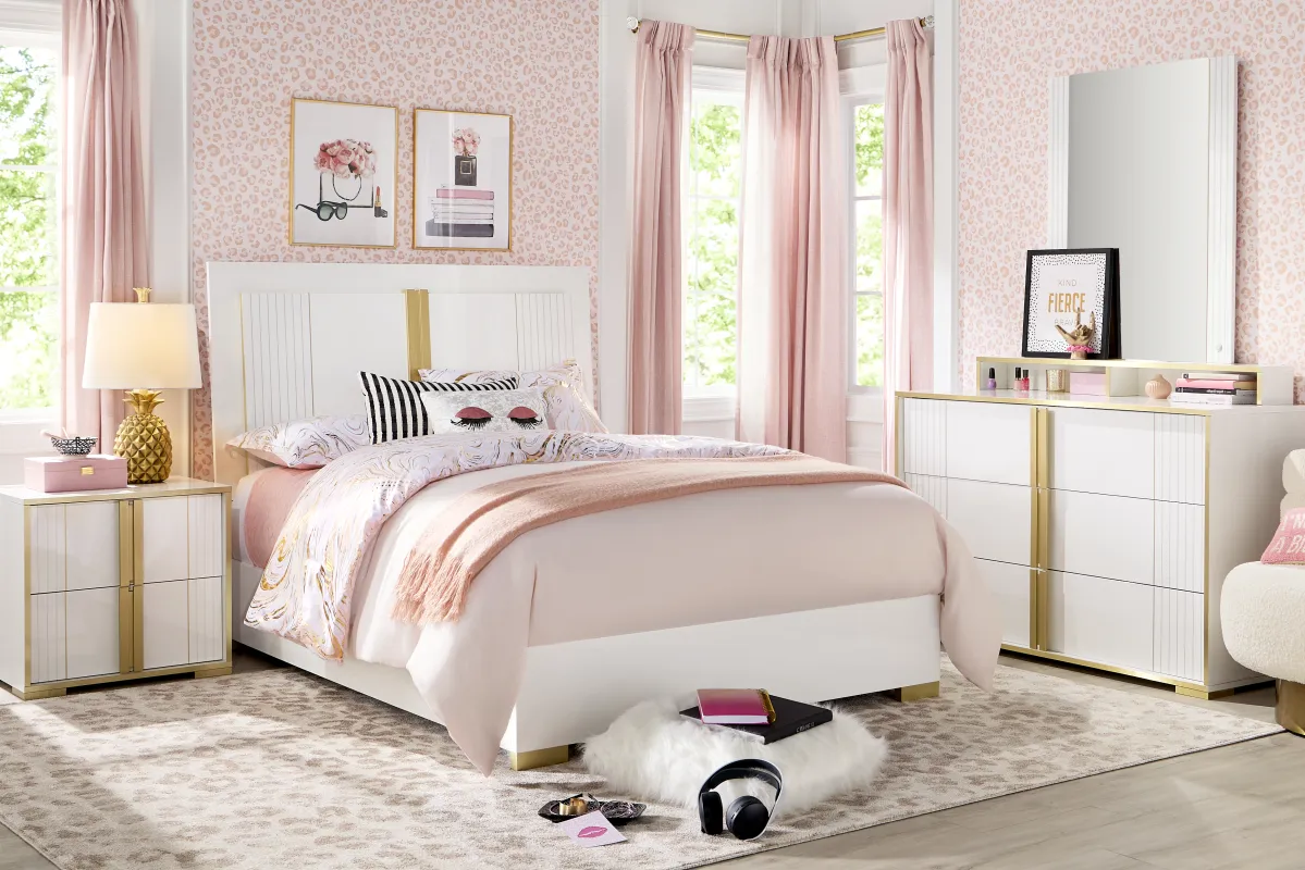 Kids Valentina White Full Sleigh Bed