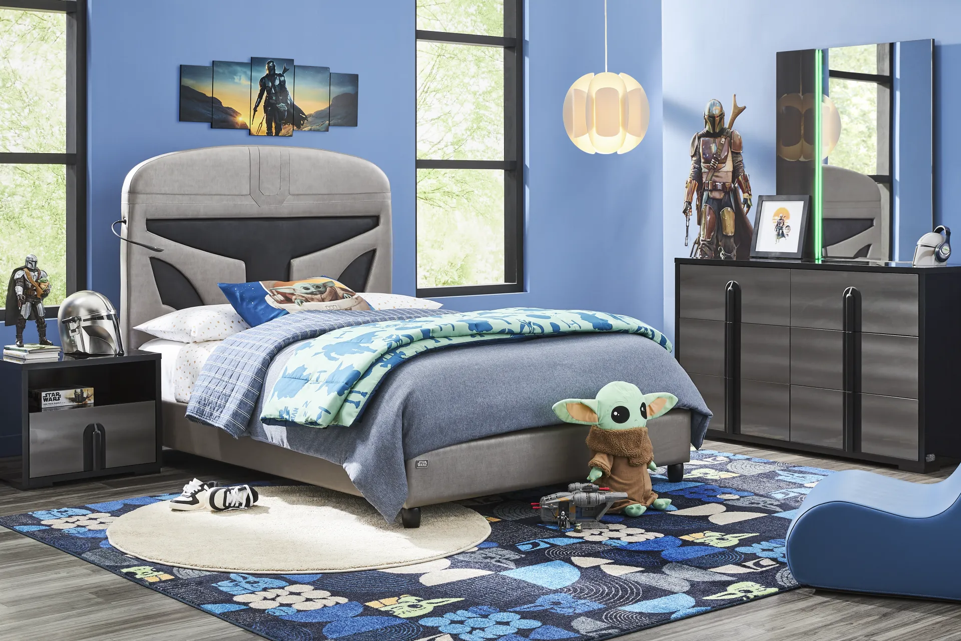 Kids Star Wars Mandalorian Dark Gray Full Bed - Image 1
