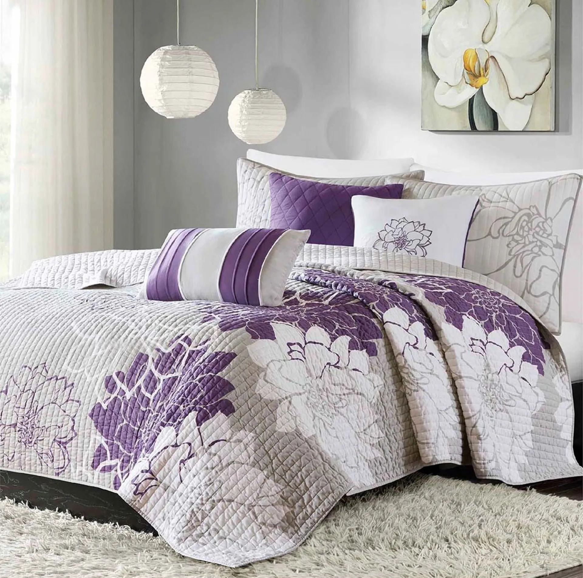 Heslep Purple 6 Pc Full/Queen Quilt Set - Image 1