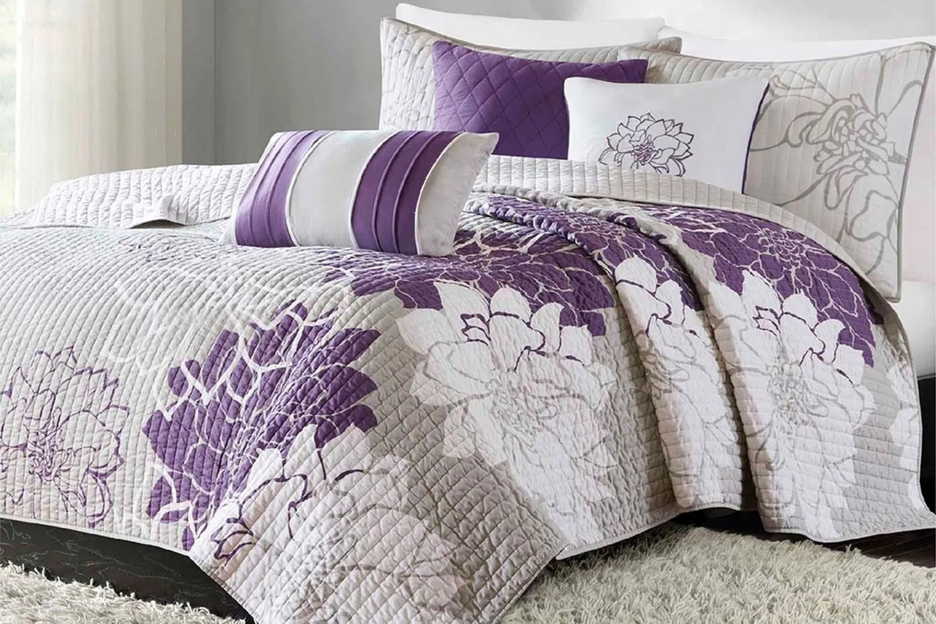 Heslep Purple 6 Pc Full/Queen Quilt Set - Image 2