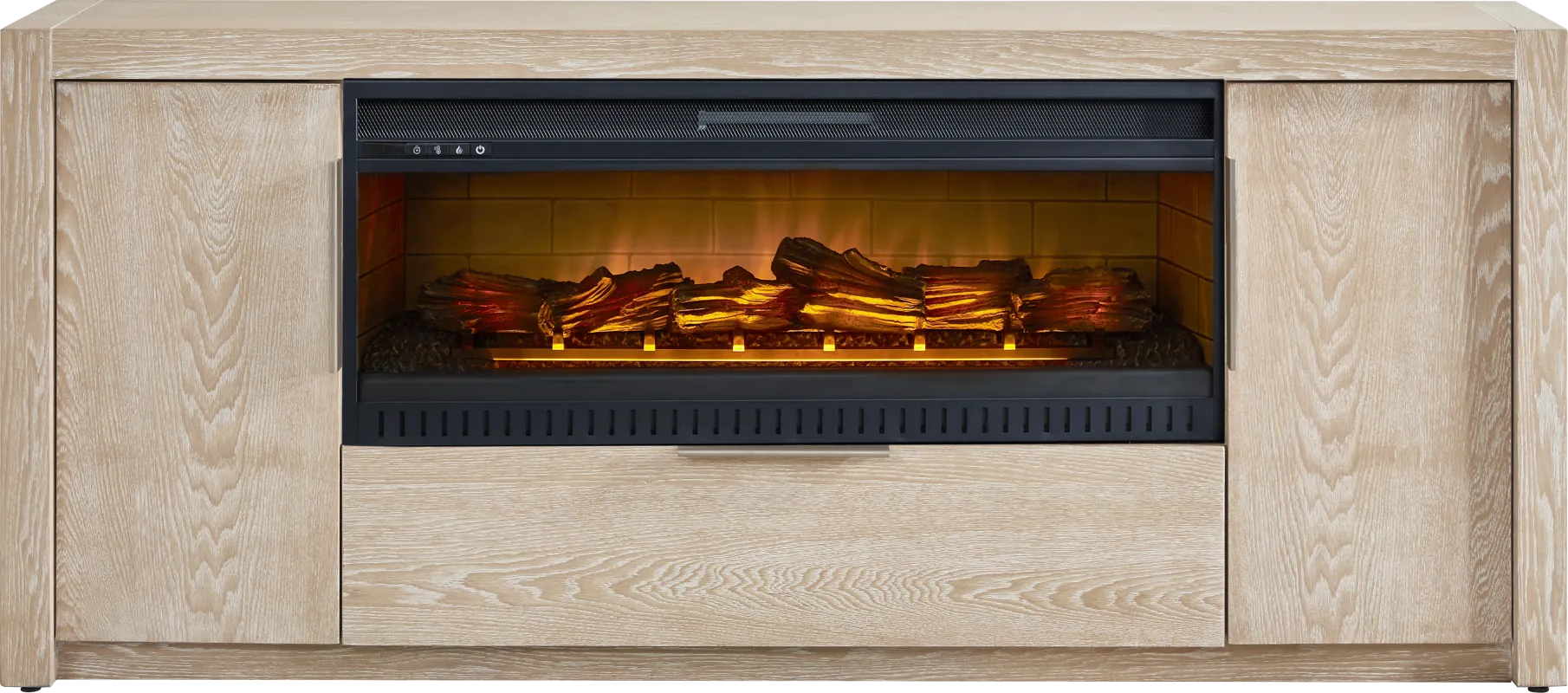 Easton Park Natural 74 in. Console with Electric Log Fireplace