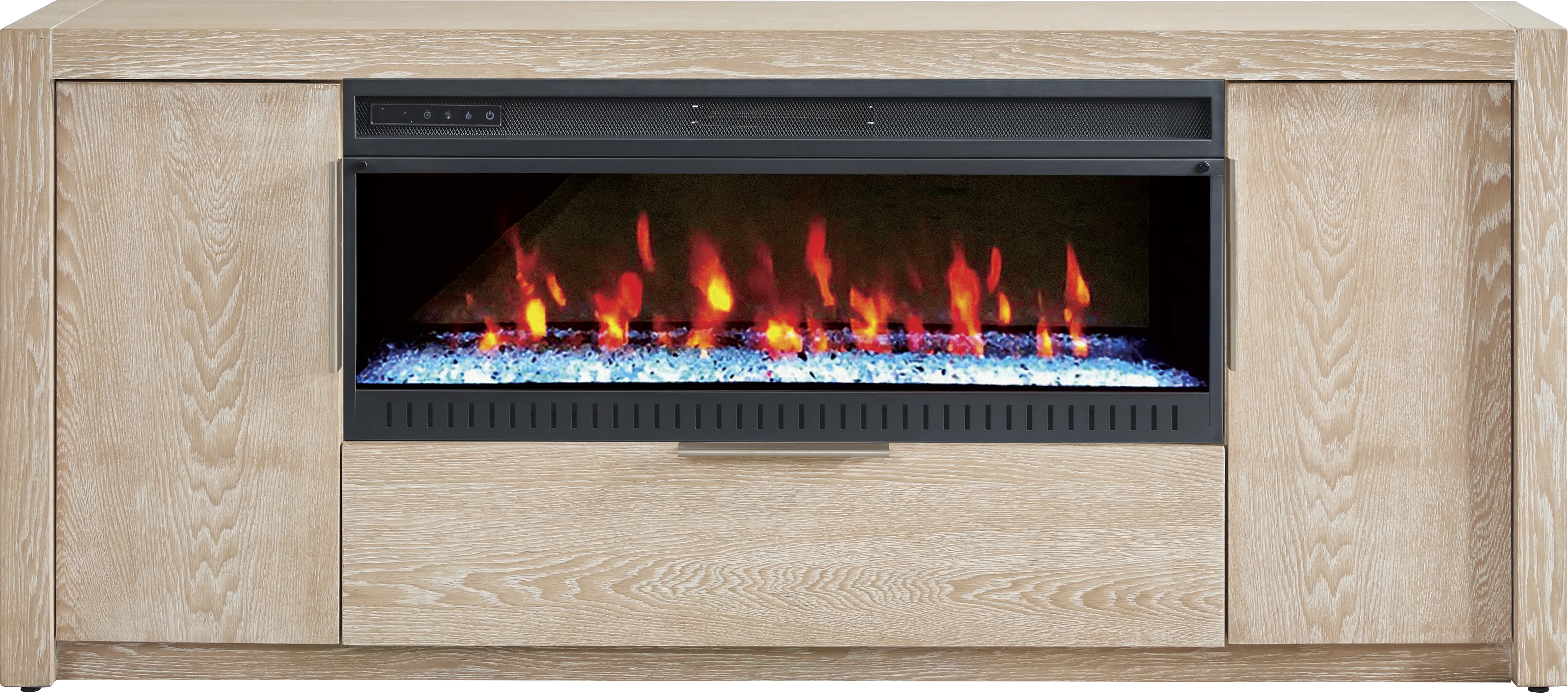 Easton Park Natural 74 in. Console with Electric Fireplace - Thumbnail - Image 1