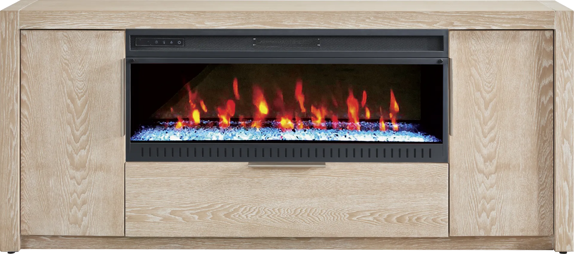 Easton Park Natural 74 in. Console with Electric Fireplace - Image 1