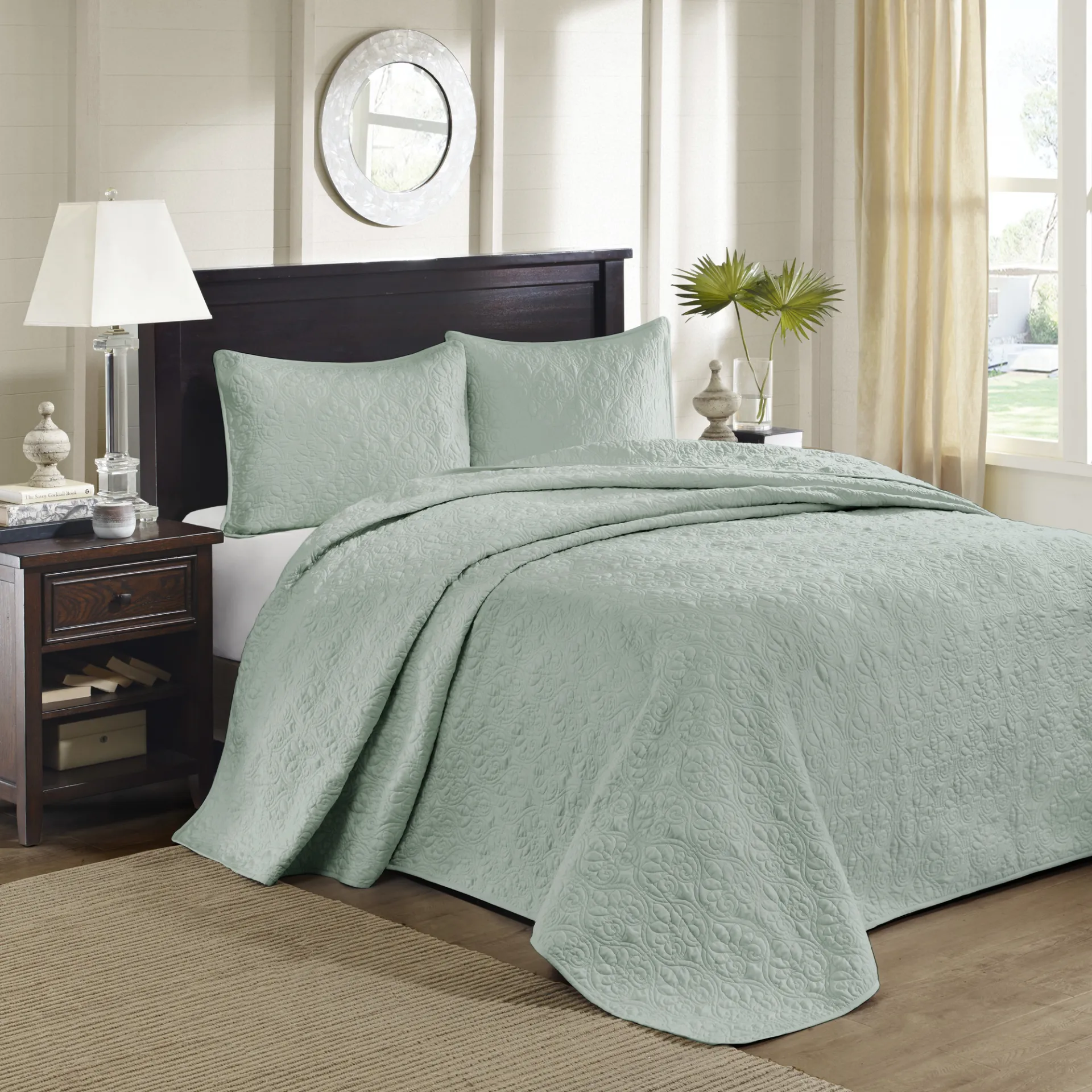 Toyah Seafoam Green 3 Pc King Bedspread Set - Image 1