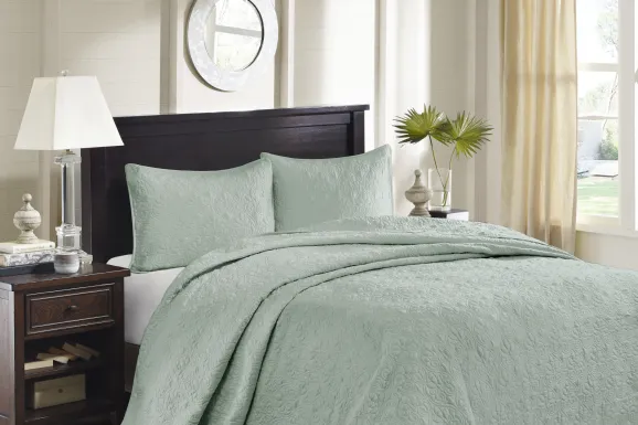 Toyah Seafoam Green 3 Pc Queen Bedspread Set