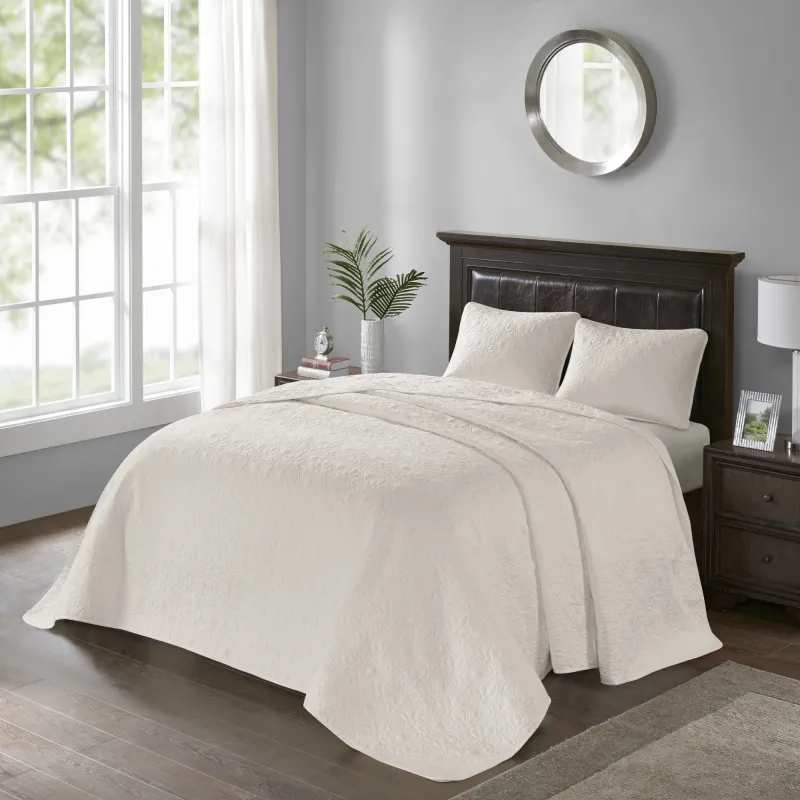 Toyah Cream 3 Pc King Bedspread Set