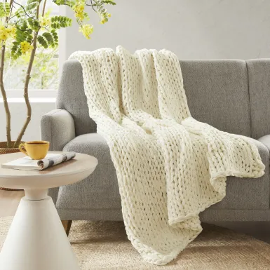 Apenzell Ivory Throw Blanket