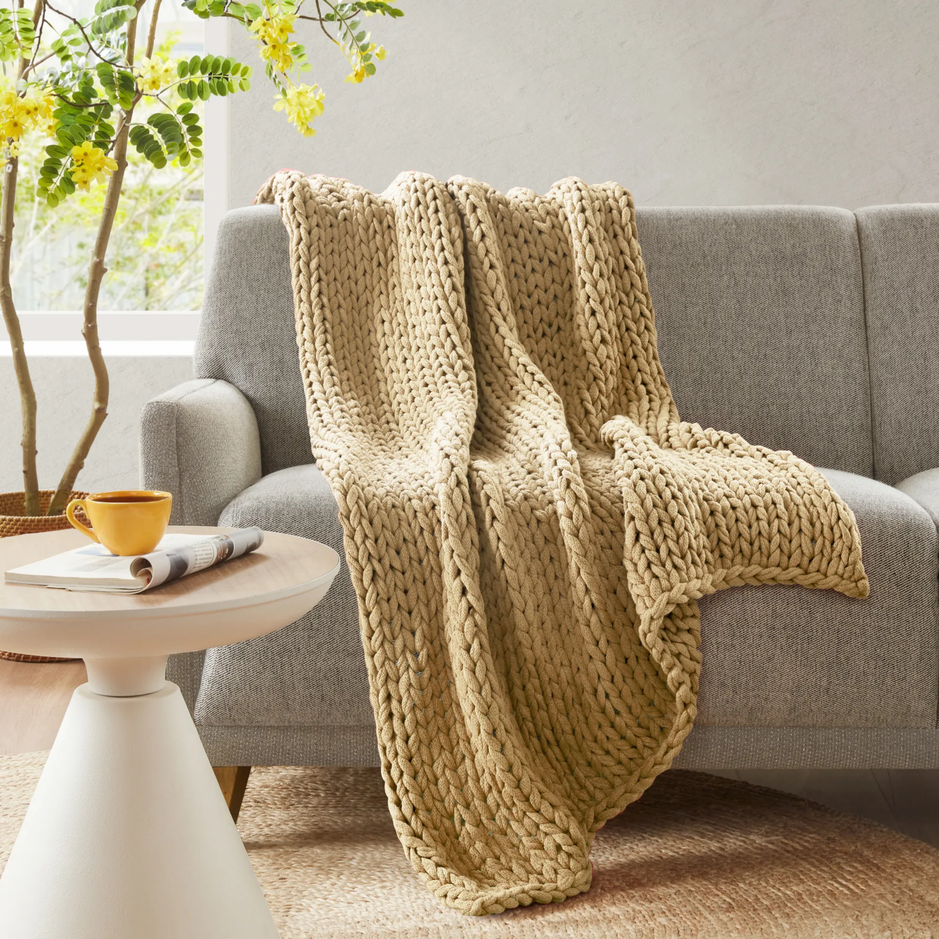 Apenzell Tan Throw Blanket - Image 2