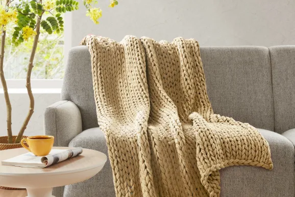 Apenzell Tan Throw Blanket