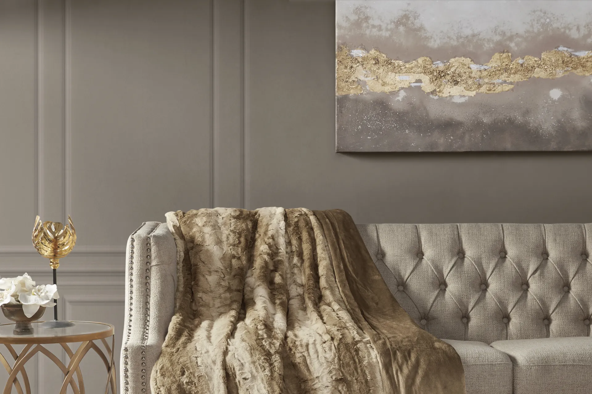 Bregenz Tan Throw Blanket - Image 1