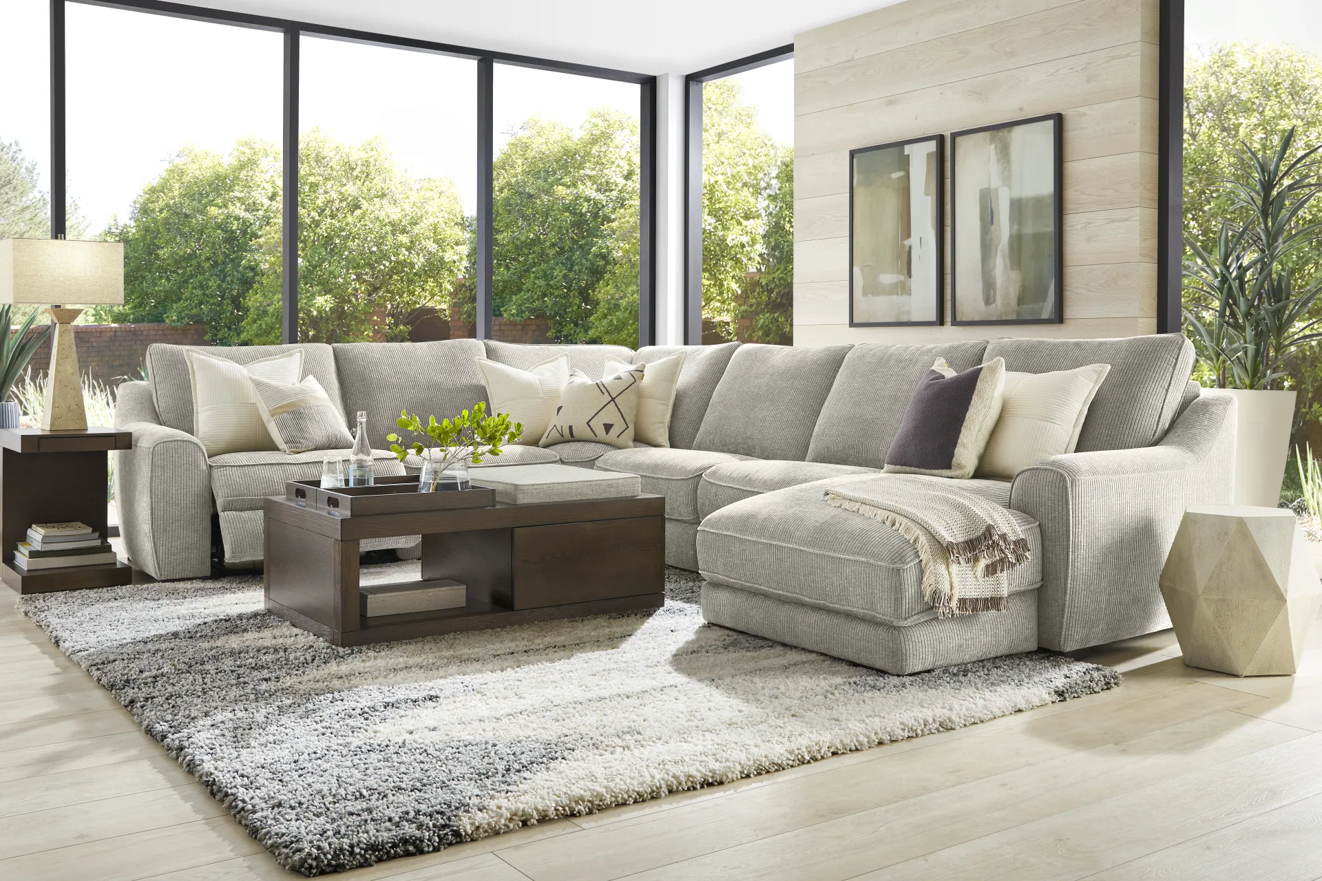 Somerset Gray 6 Pc Dual Power Reclining Sectional - Image 1