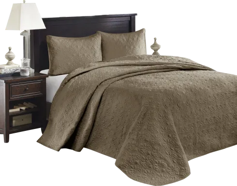 Toyah Mocha Brown 3 Pc King Bedspread Set