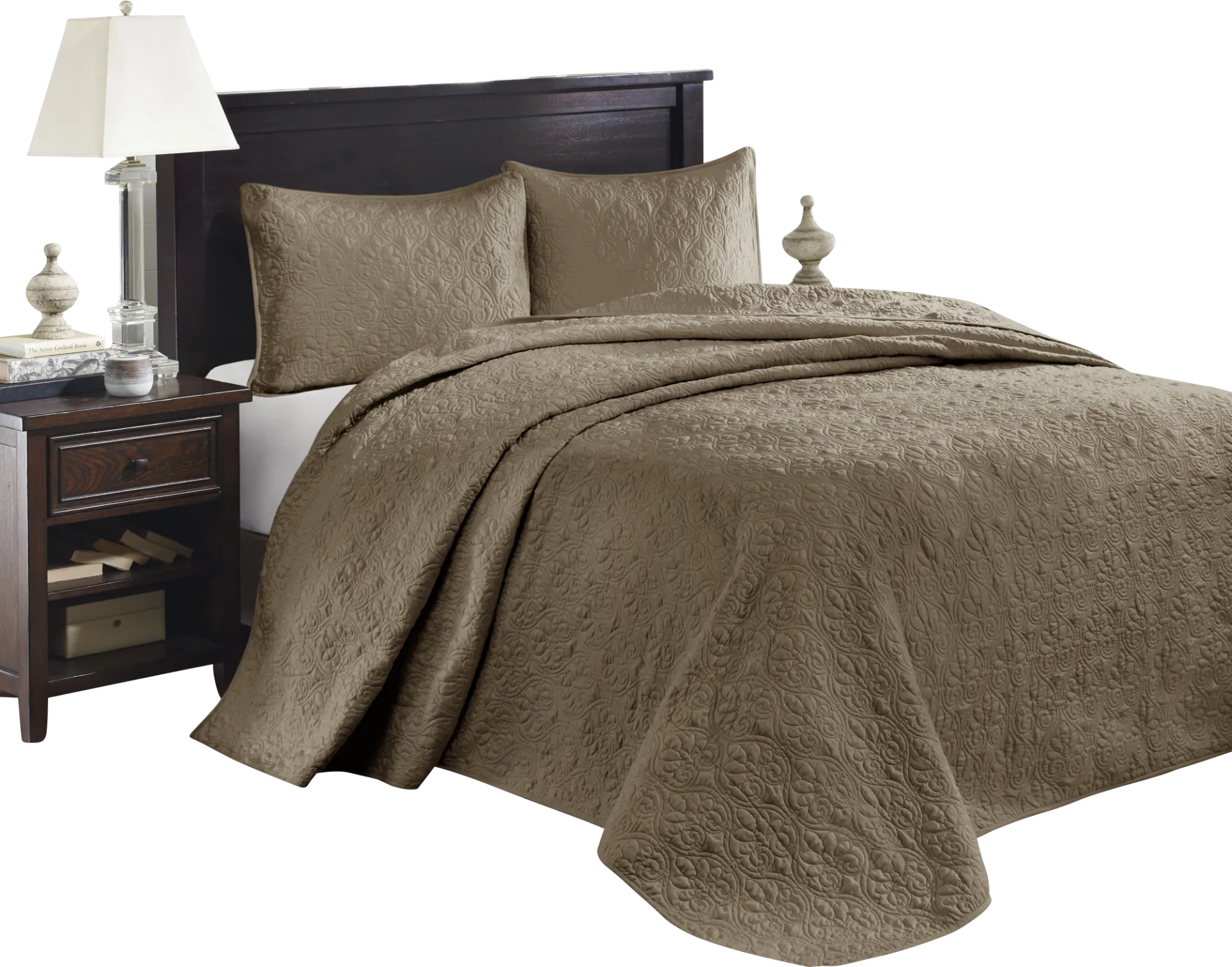 Toyah Mocha Brown 3 Pc King Bedspread Set - Image 1