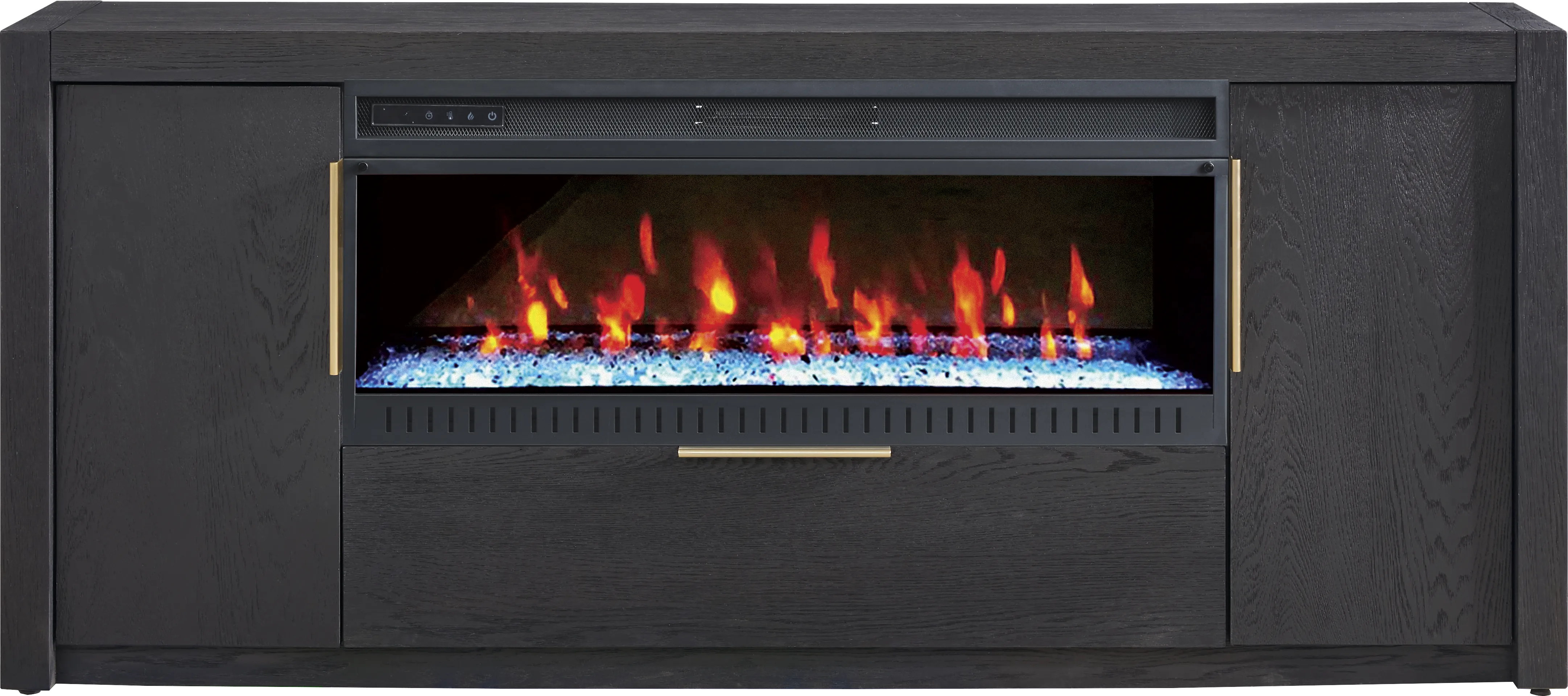 Easton Park Black 74 in. Console with Electric Fireplace - Thumbnail - Image 1