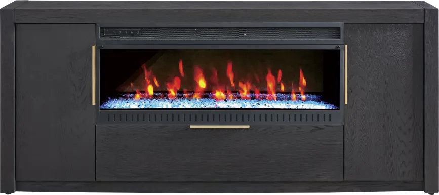 Easton Park Black 74 in. Console with Electric Fireplace