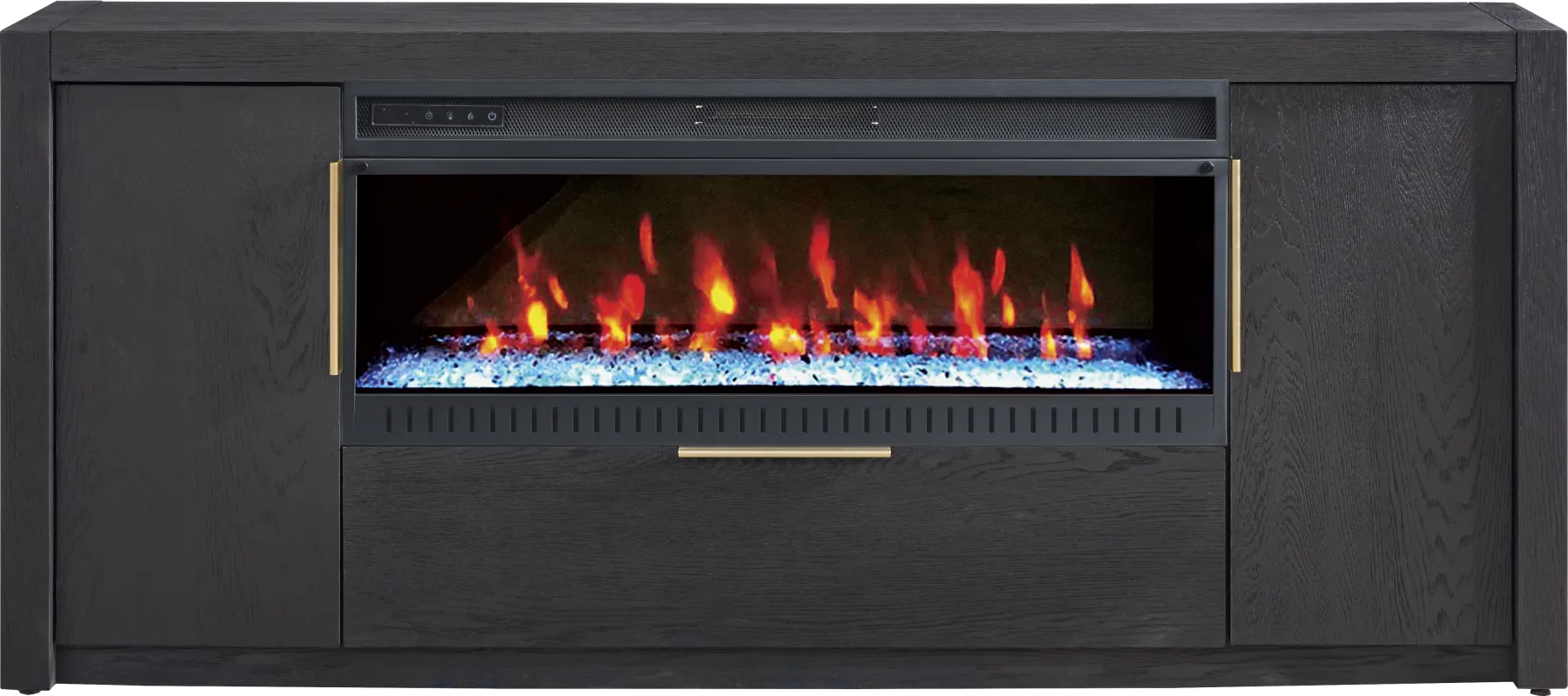 Easton Park Black 74 in. Console with Electric Fireplace