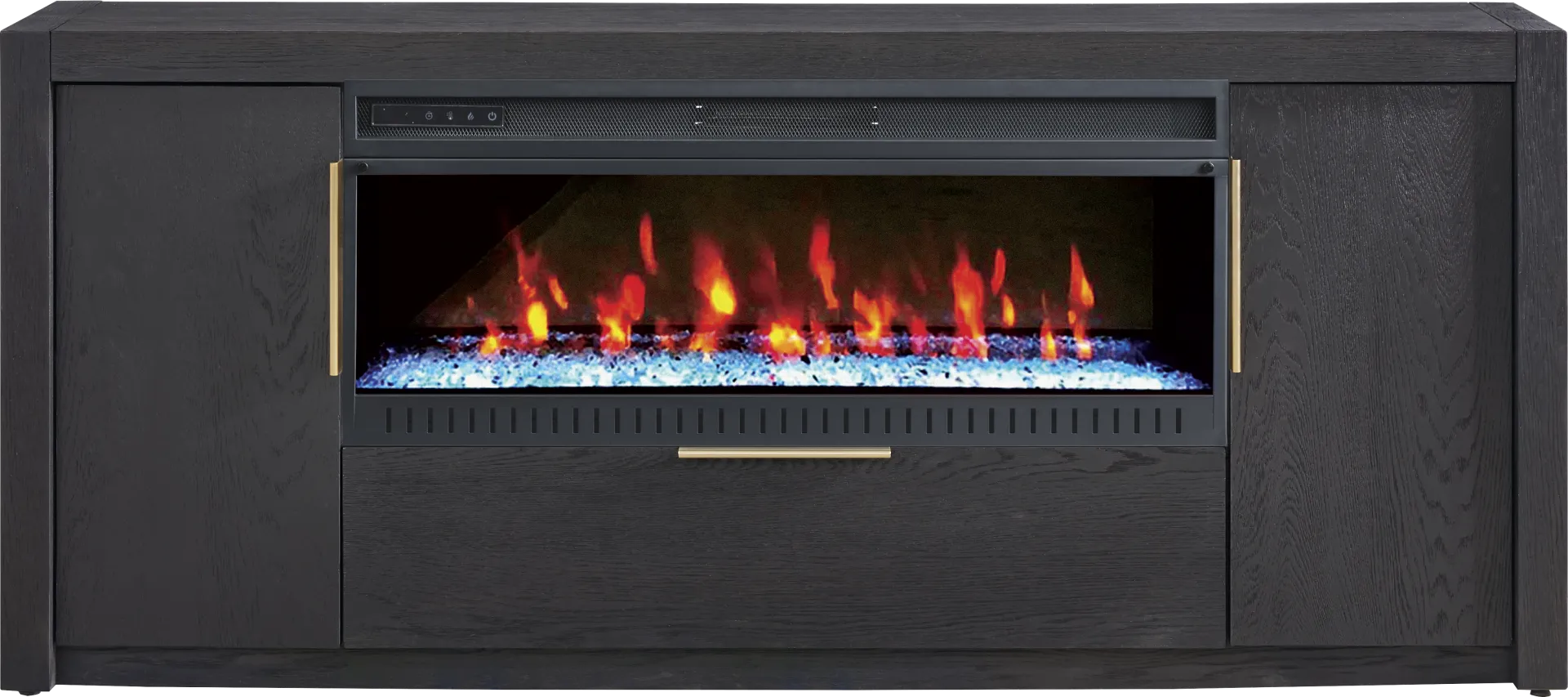 Easton Park Black 74 in. Console with Electric Fireplace - Image 1