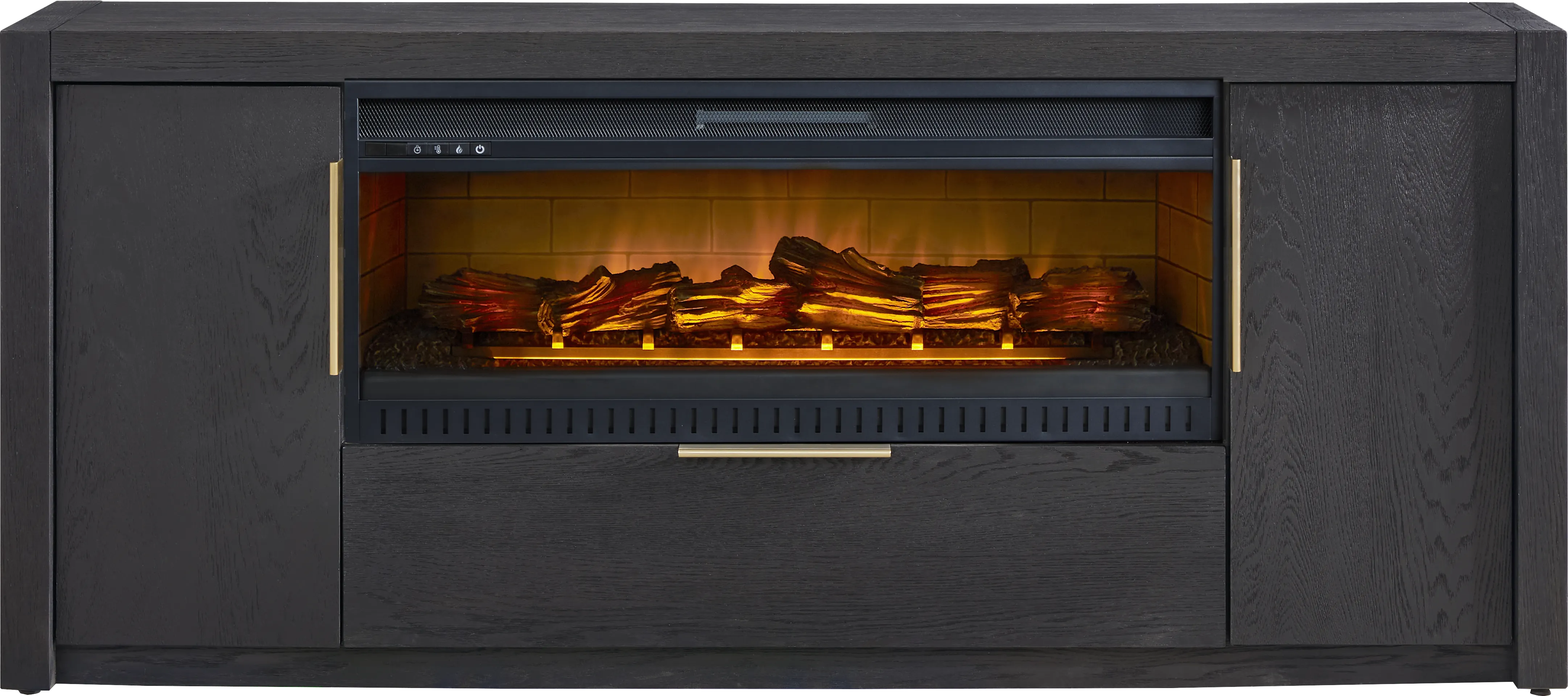 Easton Park Black 74 in. Console with Electric Log Fireplace - Thumbnail - Image 1