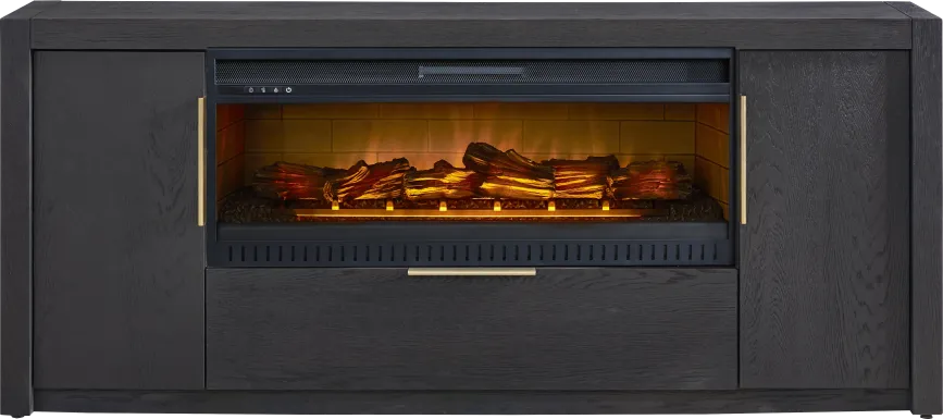 Easton Park Black 74 in. Console with Electric Log Fireplace