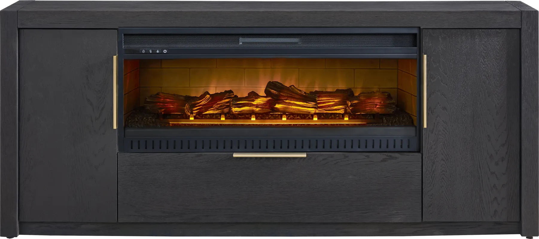 Easton Park Black 74 in. Console with Electric Log Fireplace