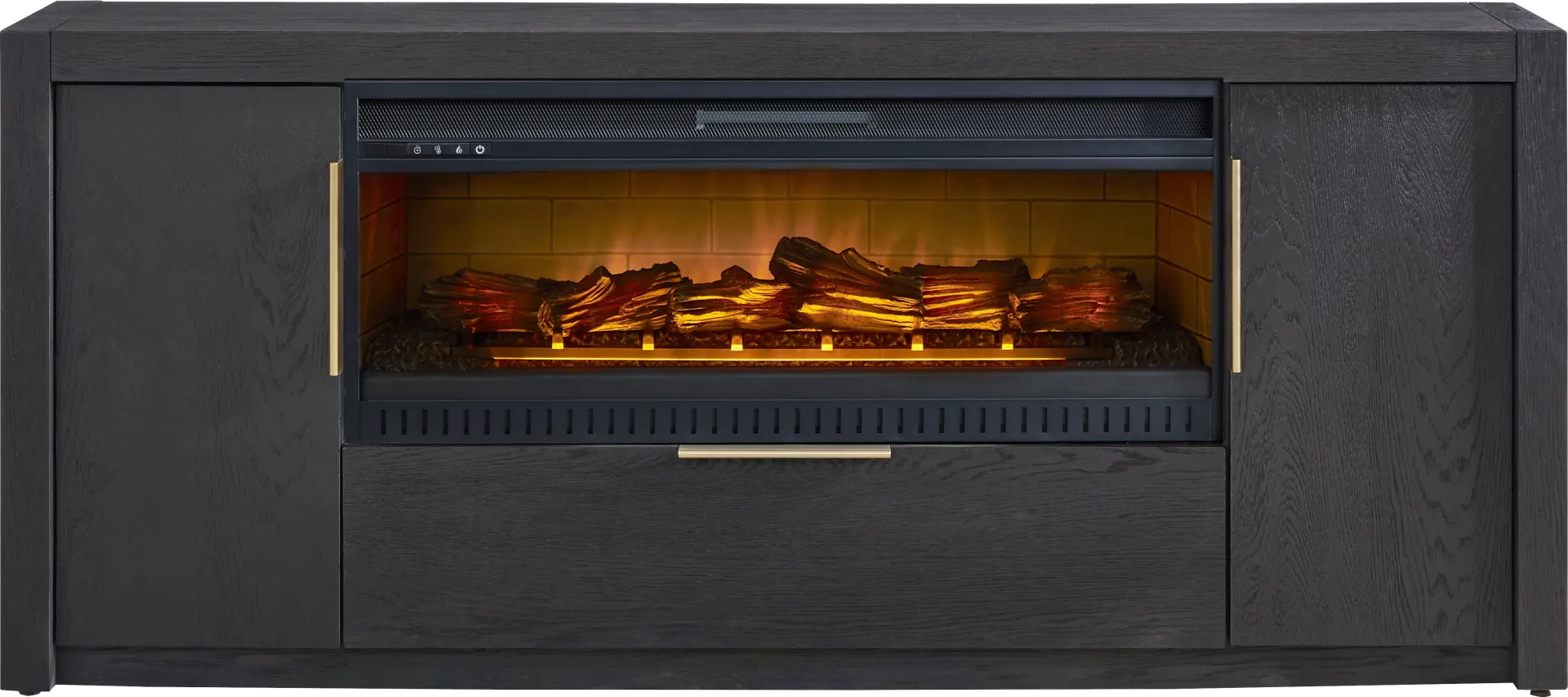 Easton Park Black 74 in. Console with Electric Log Fireplace - Image 1