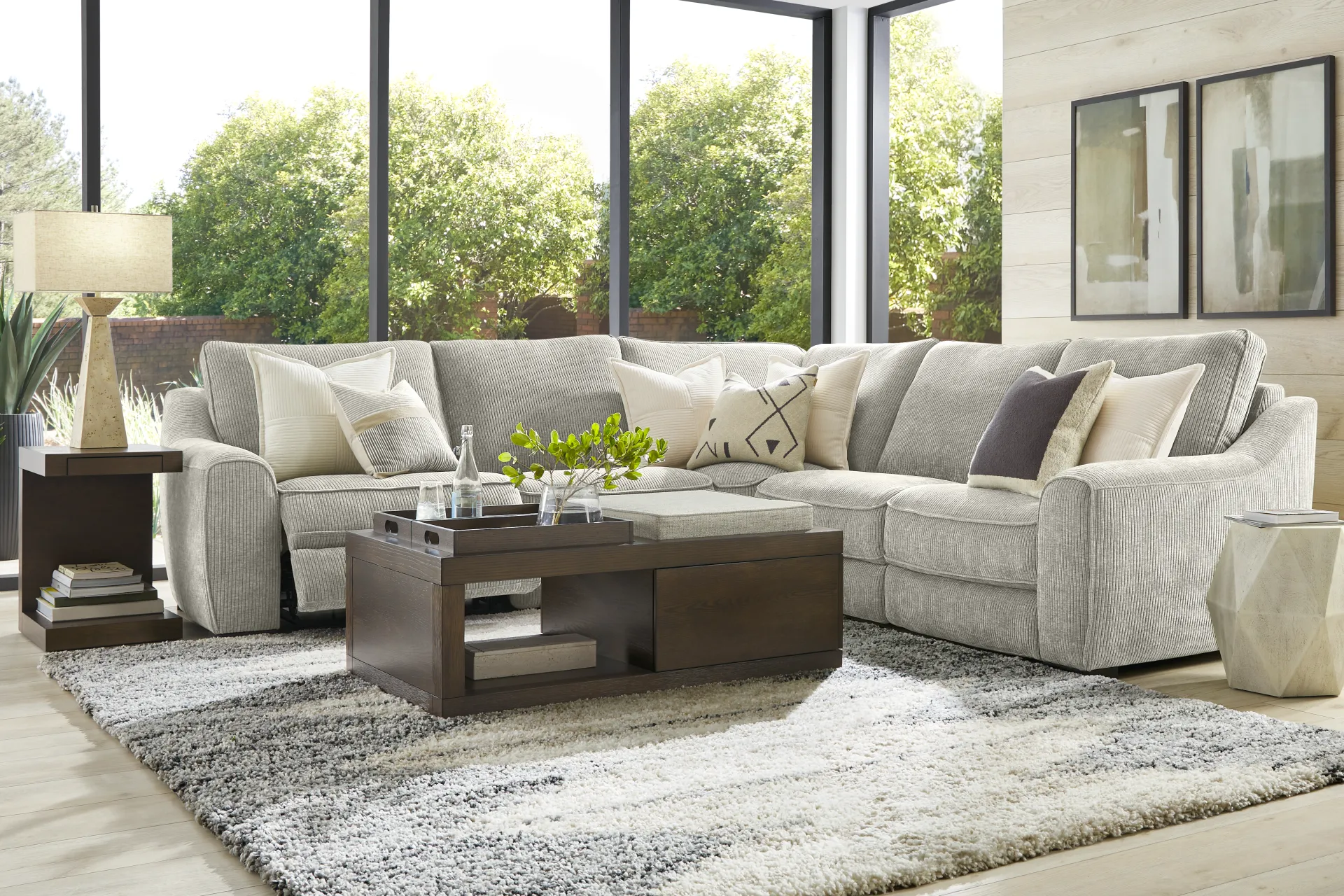 Somerset Gray 5 Pc Dual Power Reclining Sectional - Image 1