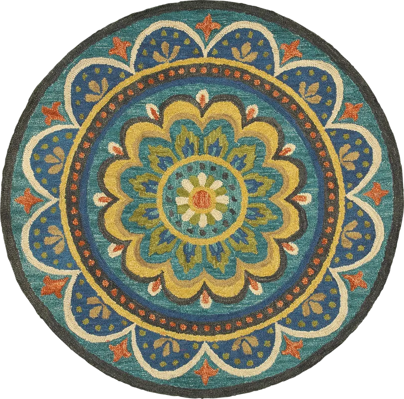Kifle Teal 6' Round Rug
