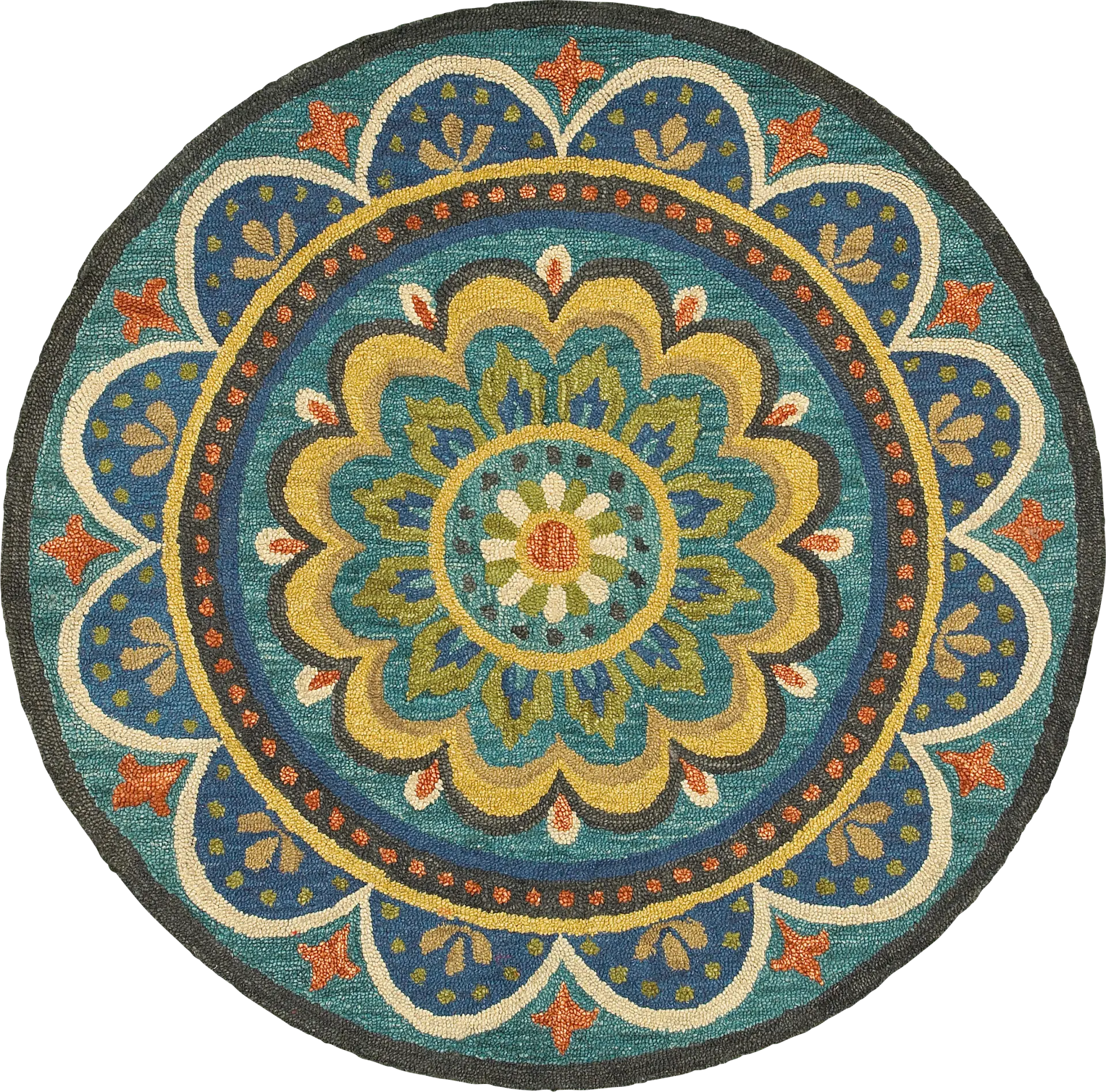 Kifle Teal 6' Round Rug