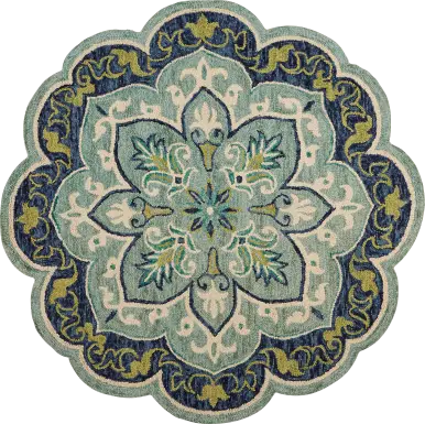 Harst Blue 6' Round Rug