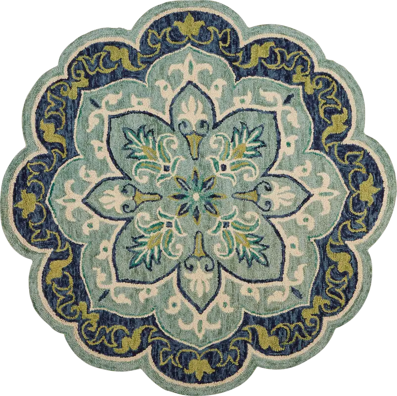 Harst Blue 6' Round Rug