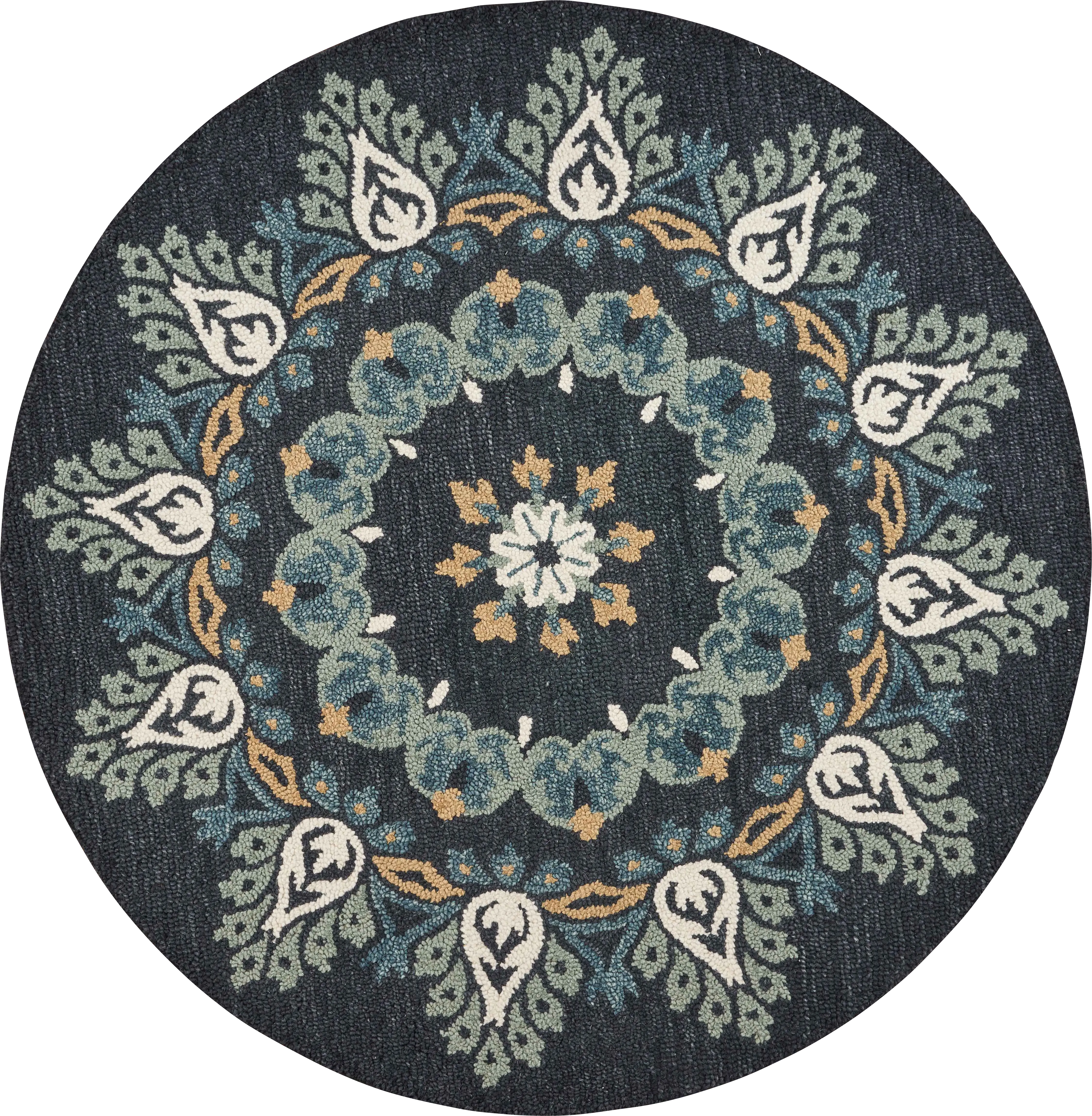 Makda Black 6' Round Rug - Thumbnail - Image 1