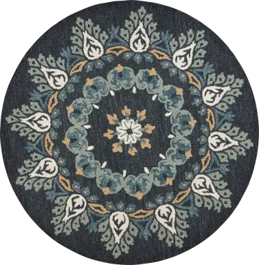 Makda Black 6' Round Rug